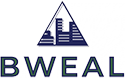 A logo of the word wea with buildings in the background.